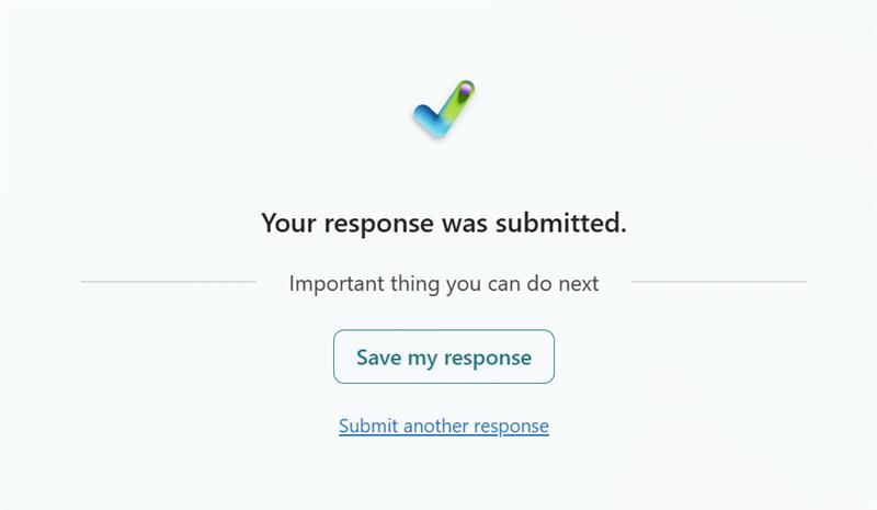 Screenshot containing the message: Your response was submitted.