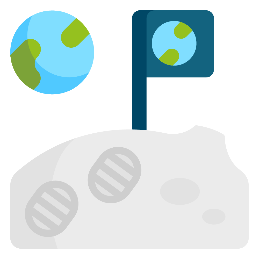 Image stylisée de la lune avec un drapeau