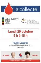Collecte de sang - Faites du don de sang un de vos projets cet automne!