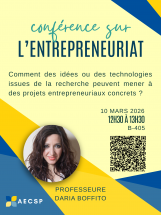 Conférence sur l'entrepreneuriat scientifique -  De la recherche à l’action : élargir l’horizon de l’ingénieur.e-chercheur.e