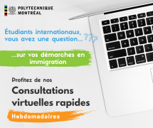 **En ligne** Consultations virtuelles rapides pour étudiantes et étudiants internationaux (lundis et mercredis)