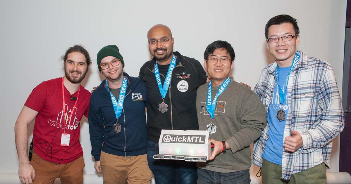 Hugo Genesse, vice-président aux communications de PolyHx; Marcel Kaufmann; Shankar Varadharajan; Meng Li; Yanjun Cao. (Photo : Poly-Photo) Hugo Genesse, vice-président aux communications de PolyHx; Marcel Kaufmann; Shankar Varadharajan; Meng Li; Yanjun Cao. (Photo : Poly-Photo)