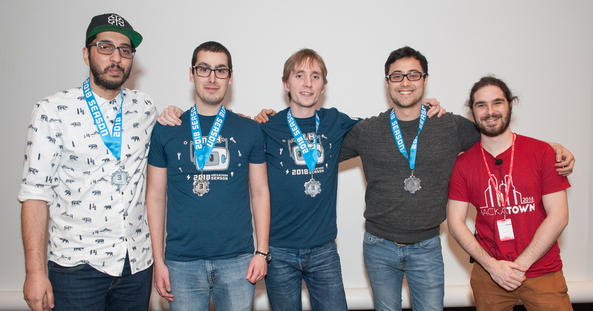 Aniss Kouyess, Frédéric Cloutier, Louis Tan-Therrien, Erwan Marchand, Hugo Genesse. (Photo : Poly-Photo) Aniss Kouyess, Frédéric Cloutier, Louis Tan-Therrien, Erwan Marchand, Hugo Genesse. (Photo : Poly-Photo)