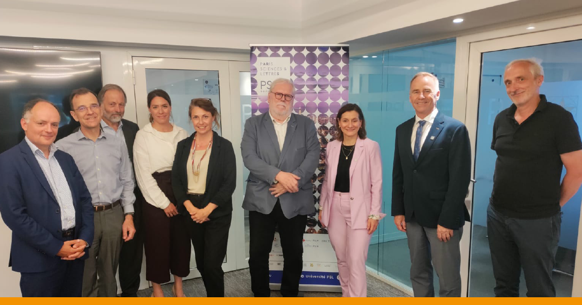Les personnes présentes lors de la signature de l'accord général entre Polytechnique Montréal et l'Université PSL. (Photo : Université PSL) Les personnes présentes lors de la signature de l'accord général entre Polytechnique Montréal et l'Université PSL. (Photo : Université PSL)