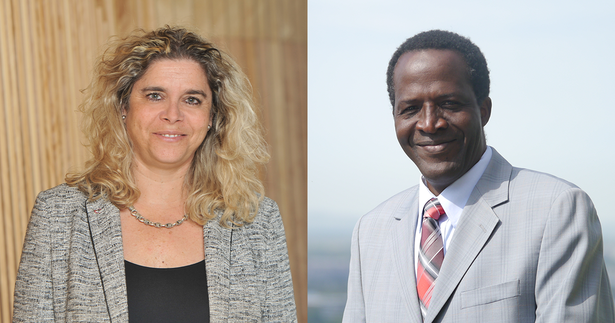 La professeure Nathalie de Marcellis-Warin et le professeur Oumarou Savadogo. (Photos : Denis Bernier; Catherine Flores) La professeure Nathalie de Marcellis-Warin et le professeur Oumarou Savadogo. (Photos : Denis Bernier; Catherine Flores)