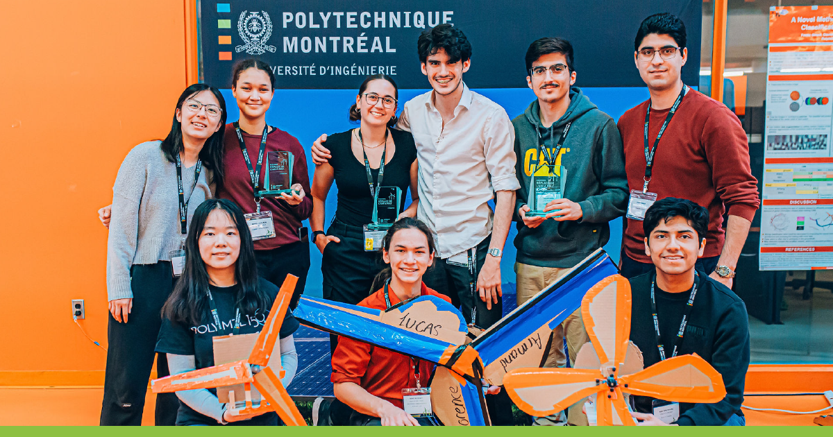 Les équipes lauréates de l'édition 2024 du concours Déplace de l'air à Poly! (Photo : Caroline Perron) Les équipes lauréates de l'édition 2024 du concours Déplace de l'air à Poly! (Photo : Caroline Perron)