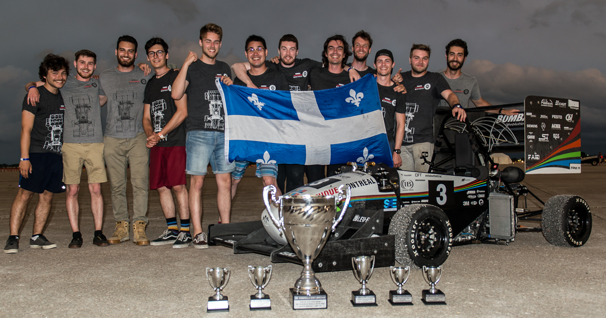 Les membres de la société technique Formule Polytechnique Montréal à la compétition Formula SAE Lincoln 2019. (Photo : Formule Polytechnique Montréal) Les membres de la société technique Formule Polytechnique Montréal à la compétition Formula SAE Lincoln 2019. (Photo : Formule Polytechnique Montréal)