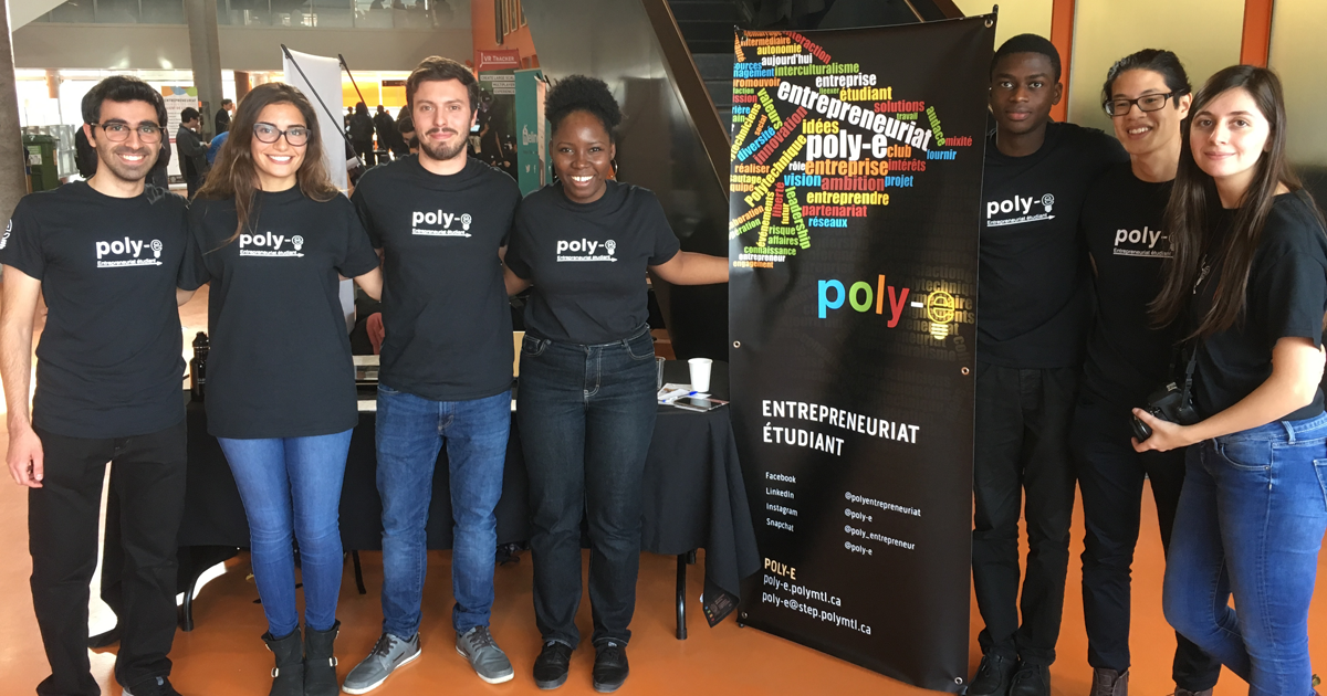 Des membres du club d'entrepreneuriat étudiant Poly-E de Polytechnique Montréal Des membres du club d'entrepreneuriat étudiant Poly-E de Polytechnique Montréal