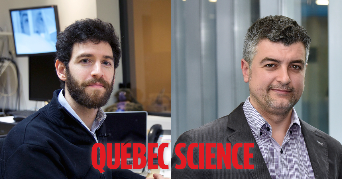 Julien Cohen-Adad, professeur agrégé au Département de génie électrique, et Thomas Gervais, professeur titulaire au Département de génie physique. Julien Cohen-Adad, professeur agrégé au Département de génie électrique, et Thomas Gervais, professeur titulaire au Département de génie physique.