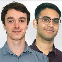 Vincent Taboga, étudiant au doctorat en mathématiques, et Varun Shiri, étudiant à la maîtrise recherche en génie informatique.  (Photos : PolyPhoto)