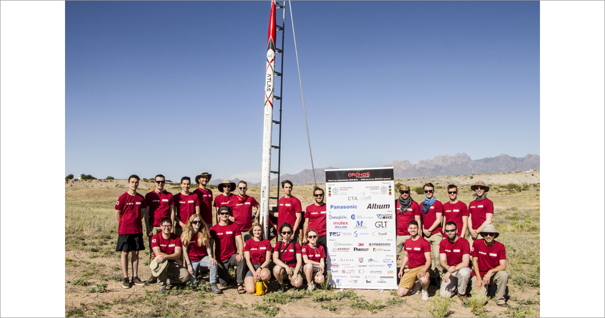 Les membres de la société technique Oronos Polytechnique sur le site de la compétition Spaceport America Cup. (Photo : Oronos Polytechnique) Les membres de la société technique Oronos Polytechnique sur le site de la compétition Spaceport America Cup. (Photo : Oronos Polytechnique)