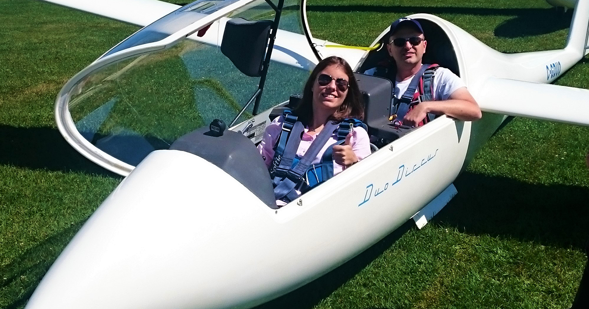 Victoria Butin à bord d'un planeur