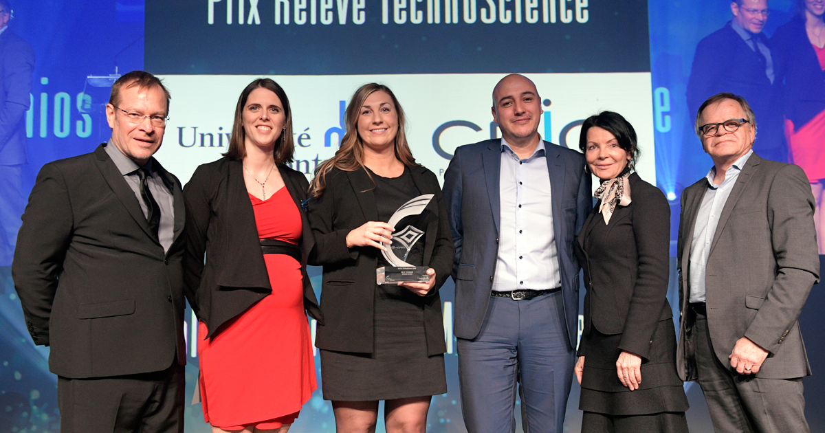 Remise du prix Relève Technoscience au Gala des Prix Innovation 2019 de l'ADRIQ (Photo : Normand Huberdeau) Remise du prix Relève Technoscience au Gala des Prix Innovation 2019 de l'ADRIQ (Photo : Normand Huberdeau)