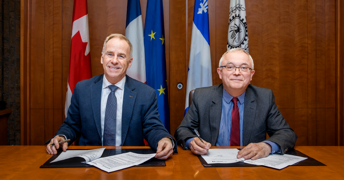 François Bertrand, directeur de la recherche et de l’innovation à Polytechnique Montréal, et Laurent Buisson, directeur général d’AgroParisTech. (Photo : Thierry du Bois). François Bertrand, directeur de la recherche et de l’innovation à Polytechnique Montréal, et Laurent Buisson, directeur général d’AgroParisTech. (Photo : Thierry du Bois).