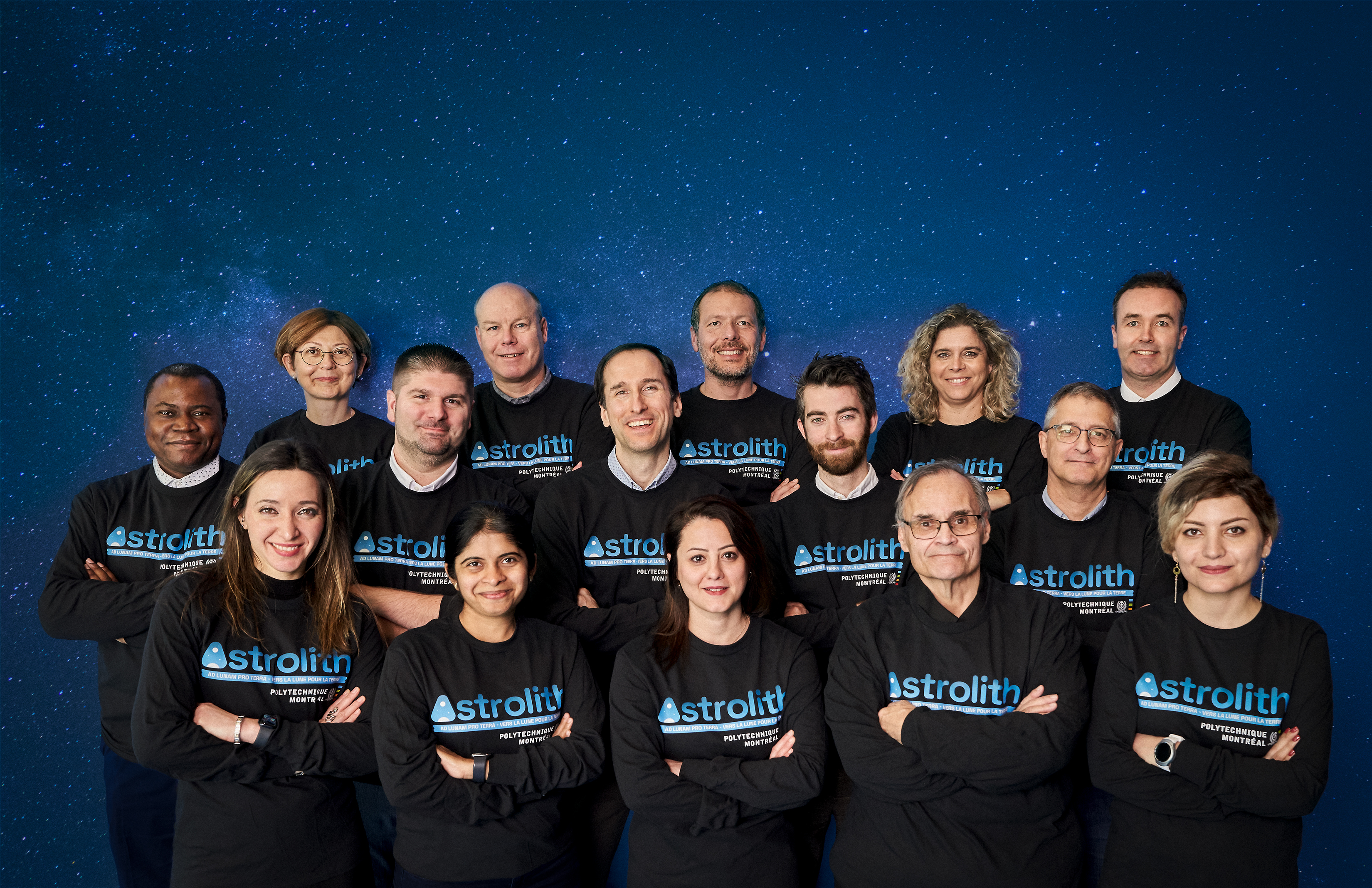 Membres fondatrices et fondateurs de l'unité de recherche Astrolith à Polytechnique Montréal. (Photo : Donald Robitaille) Membres fondatrices et fondateurs de l'unité de recherche Astrolith à Polytechnique Montréal. (Photo : Donald Robitaille)