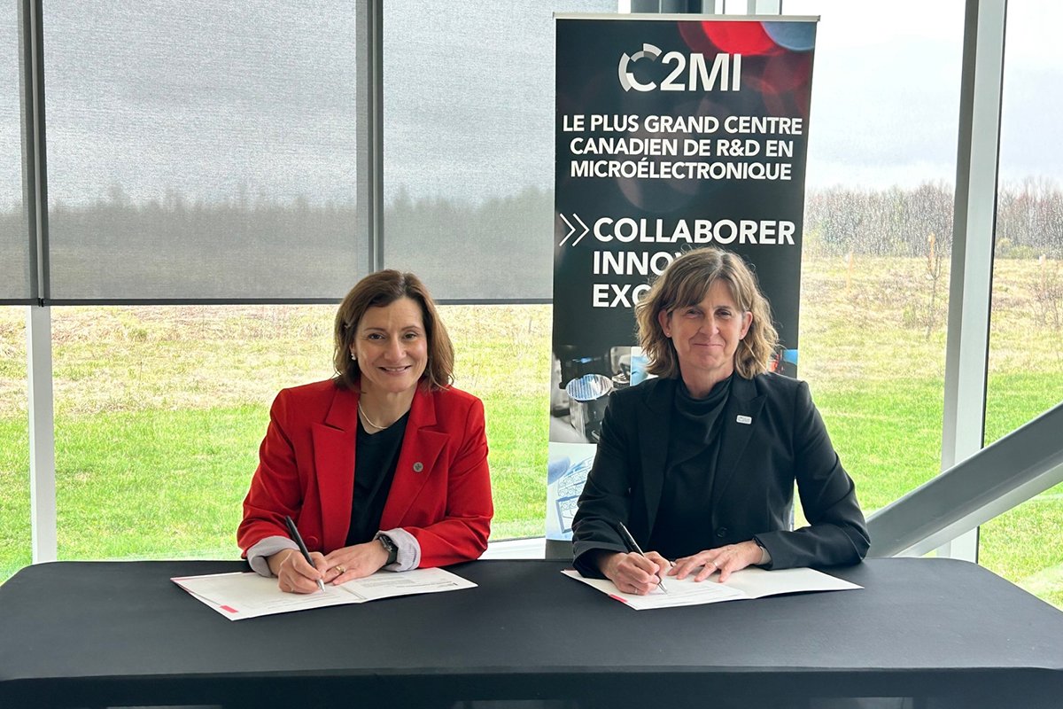 Maud Cohen, directrice générale de Polytechnique Montréal, et Marie‑Josée Turgeon, présidente‑directrice générale du C2MI.