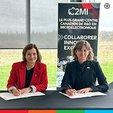 Maud Cohen, directrice générale de Polytechnique Montréal, et Marie‑Josée Turgeon, présidente‑directrice générale du C2MI.