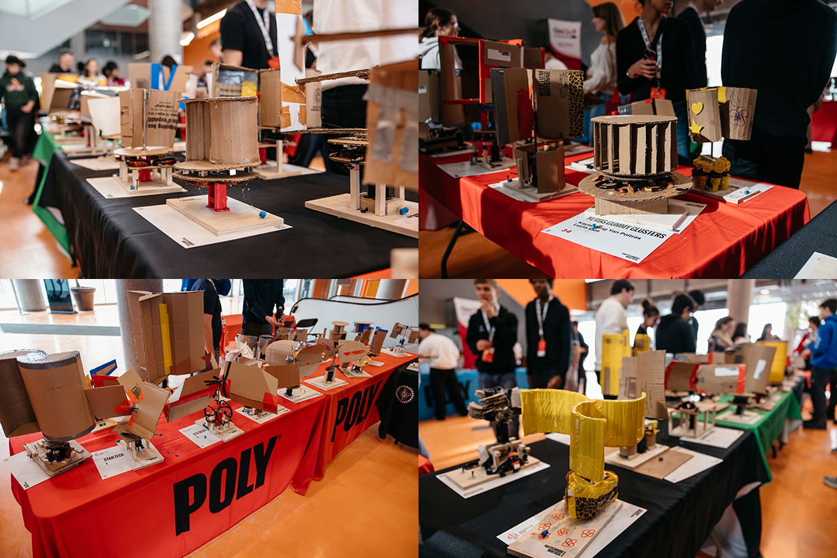 Des mini-éoliennes conçues et fabriquées au concours « Déplace de l'air à Poly » 2026. (Photo : Annie Diotte) Des mini-éoliennes conçues et fabriquées au concours « Déplace de l'air à Poly » 2026. (Photo : Annie Diotte)