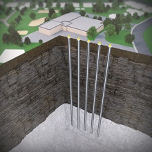 As part of Project Alliance, a geothermal energy system comprising five standing column wells (SCW) will be built in the area around Clé-des-Champs primary school, in Saint Augustin, Mirabel. (Credit: Massouh bioMEDia for Polytechnique Montréal)