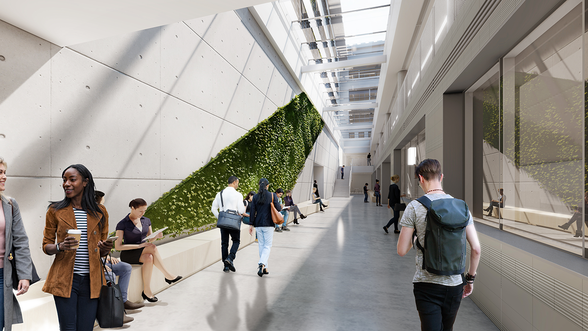 Représentation d'un nouvel espace commun à Polytechnique Montréal. (Illustration : NFOE+DMA+Provencher_Roy)