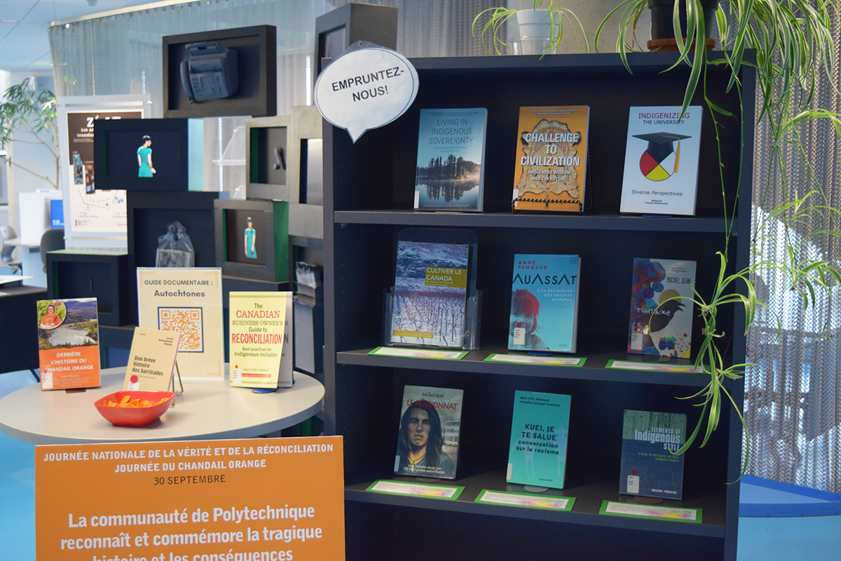Exposition de livres écrits par des autrices et des auteurs autochtones dans les collections de la Bibliothèque Louise-Lalonde-Lamarre. Exposition de livres écrits par des autrices et des auteurs autochtones dans les collections de la Bibliothèque Louise-Lalonde-Lamarre.