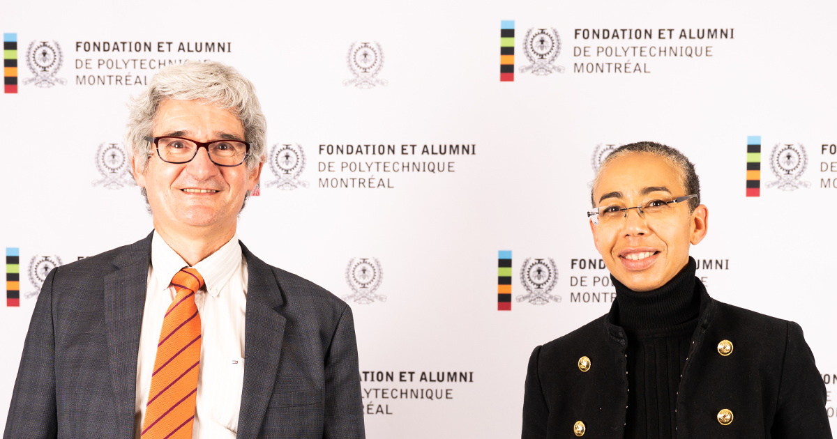Carole Madeleine Brunet, doctorante en génie industriel (à droite), et le professeur Pierre Baptiste, directeur par intérim des affaires académiques et de l'expérience étudiante. (Photo : PolyPhoto) Carole Madeleine Brunet, doctorante en génie industriel (à droite), et le professeur Pierre Baptiste, directeur par intérim des affaires académiques et de l'expérience étudiante. (Photo : PolyPhoto)