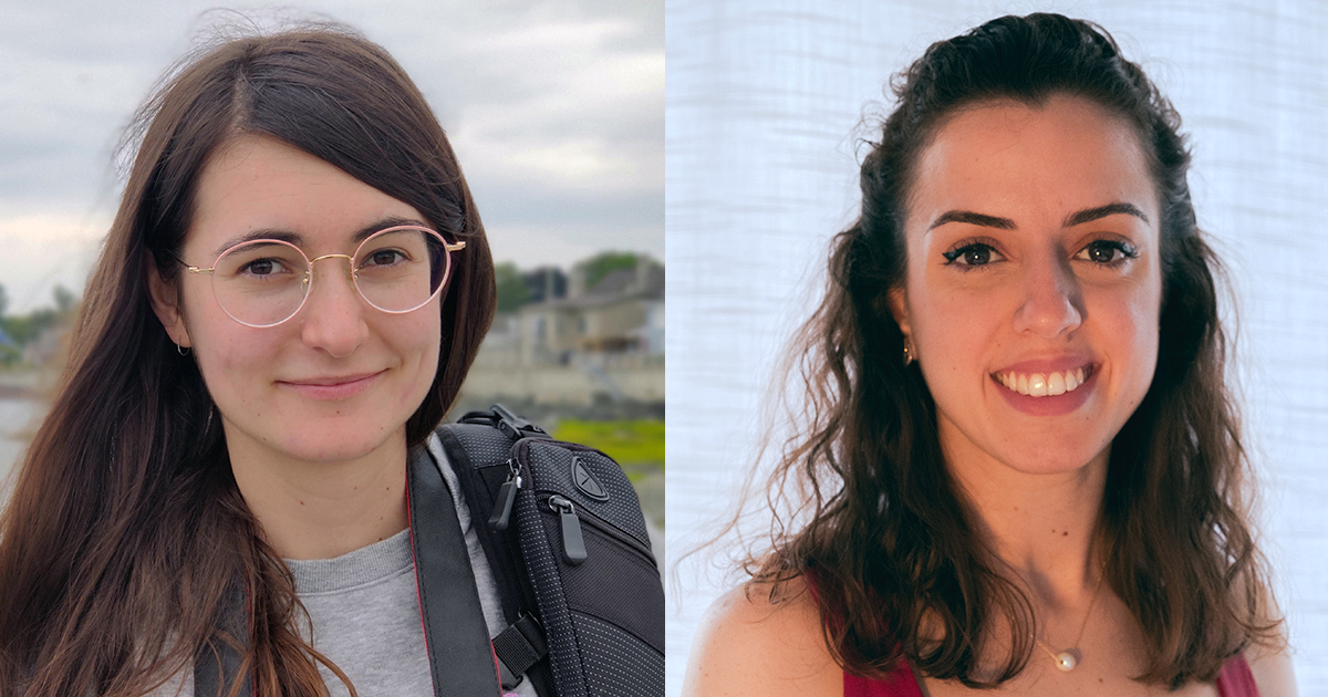 Juliette Marie Lucie Pierre, doctorante en génie mécanique, et Carla AlChahir AlHajjar, doctorante en génie chimique. Juliette Marie Lucie Pierre, doctorante en génie mécanique, et Carla AlChahir AlHajjar, doctorante en génie chimique.