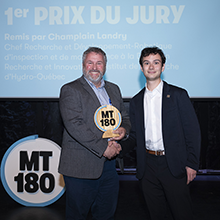 Paco Alvarez, doctorant en génie mécanique, remporte la finale nationale 2024 du concours «Ma thèse en 180 secondes» de l'Acfas
