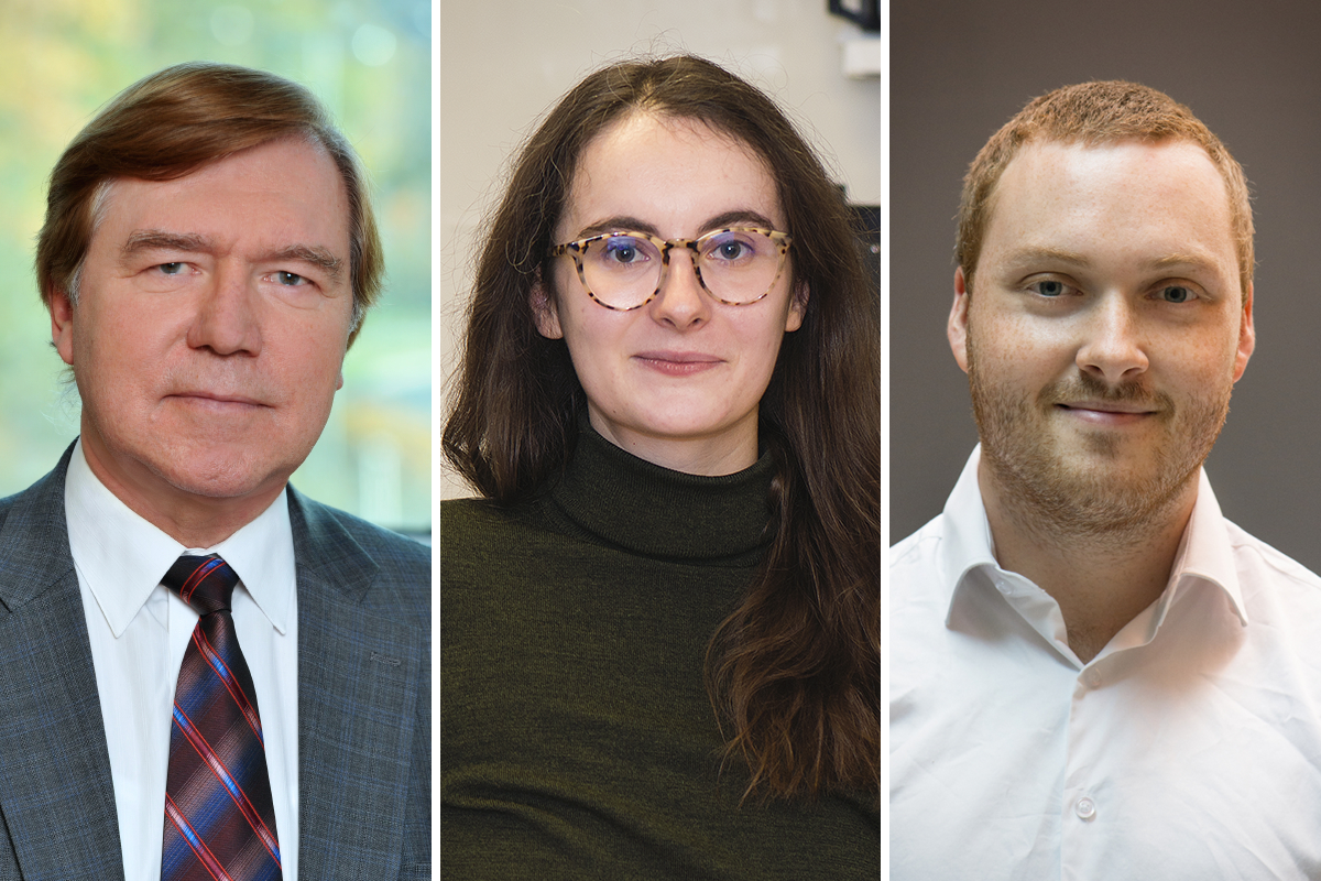Le professeur Ludvik Martinu, l’étudiante au doctorat Aleksandra Pajak et l’étudiant à la maîtrise Mathieu Bruzzese, du Département de génie physique de Polytechnique Montréal.