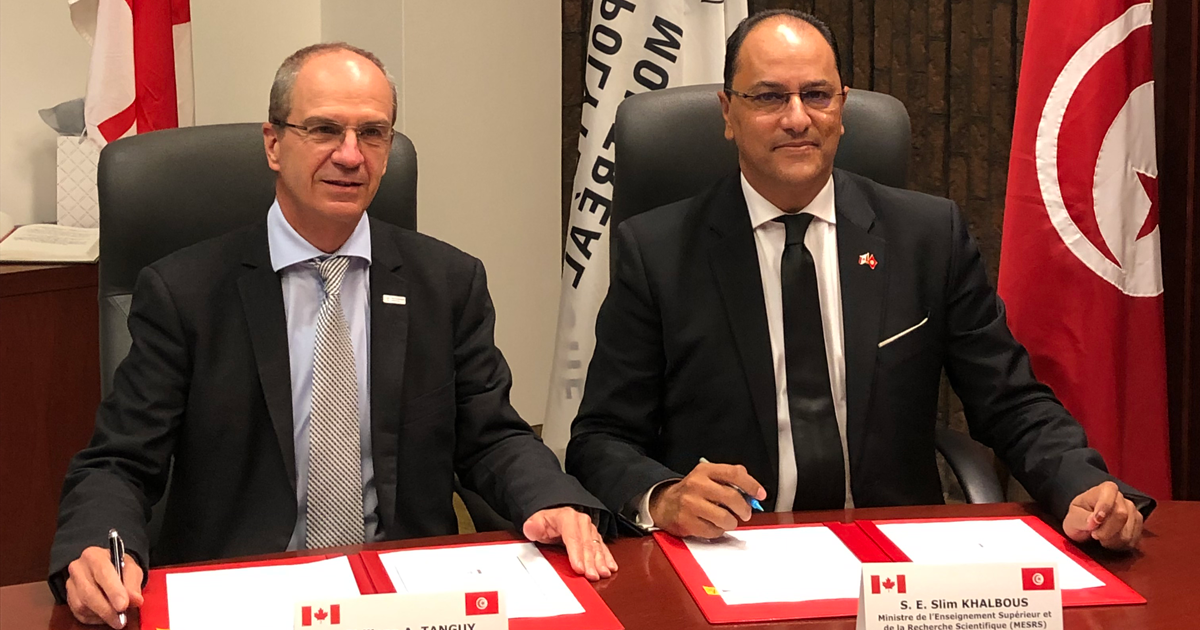 Philippe A. Tanguy, directeur général de Polytechnique Montréal, et Monsieur Slim Khalbous, ministre de l’Enseignement supérieur et de la Recherche scientifique du gouvernement de la Tunisie. Philippe A. Tanguy, directeur général de Polytechnique Montréal, et Monsieur Slim Khalbous, ministre de l’Enseignement supérieur et de la Recherche scientifique du gouvernement de la Tunisie.
