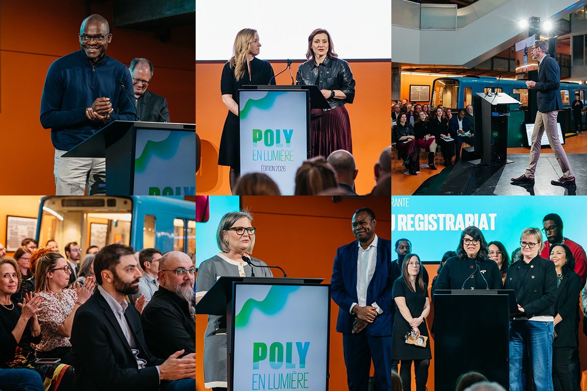 Des personnes honorées à la deuxième édition du programme de reconnaissance « Poly en lumière » de Polytechnique Montréal. (Photos : Annie Diotte) Des personnes honorées à la deuxième édition du programme de reconnaissance « Poly en lumière » de Polytechnique Montréal. (Photos : Annie Diotte)