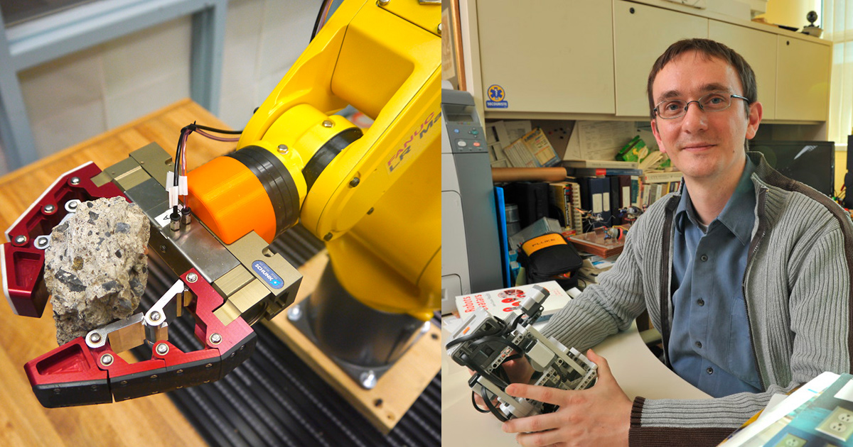 Des doigts mécaniques autoadaptatifs montés sur des pinces de bras robotisés; Pr Lionel Birglen de Polytechnique Montréal. Des doigts mécaniques autoadaptatifs montés sur des pinces de bras robotisés; Pr Lionel Birglen de Polytechnique Montréal.