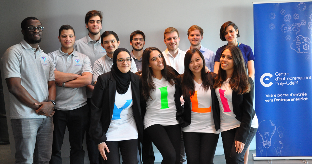 Les membres des trois équipes finalistes de la quatrième édition du profil Technopreneur du Centre d’entrepreneuriat Poly-UdeM. Les membres des trois équipes finalistes de la quatrième édition du profil Technopreneur du Centre d’entrepreneuriat Poly-UdeM.