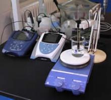Wastewater treatment: pH meter, titrator, Bio-Oxygen Demand (BOD) incubator, bacterial count, washing system