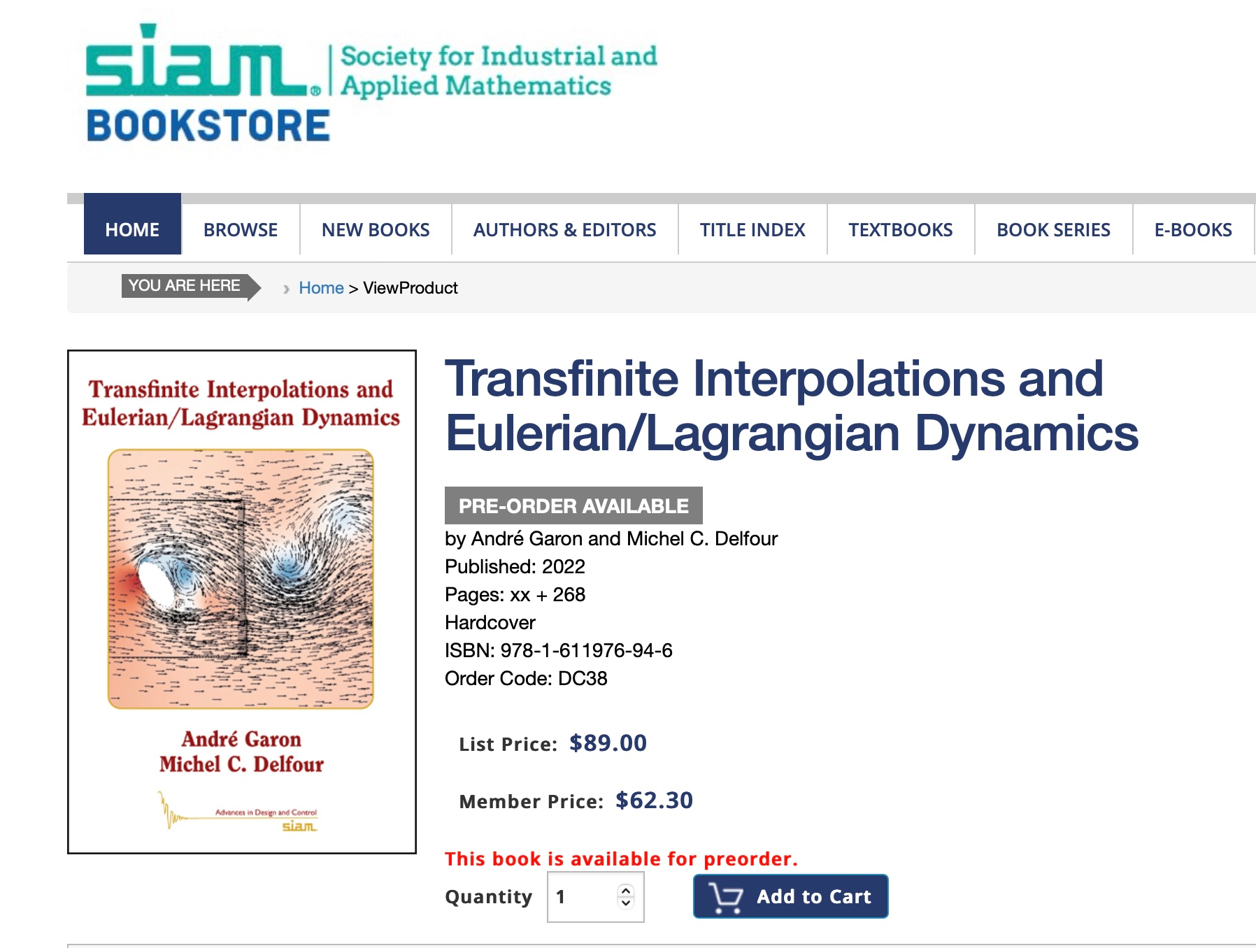 Transfinite Interpolations and Eulerian/Lagrangian Dynamics par André Garon et Michel C. Delfour