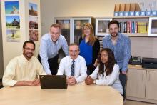 Mario Bourgault, Full Professor in the Department of Mathematics and Industrial Engineering at Polytechnique Montréal and holder of the Pomerleau Industrial Research Chair in Construction-Project Innovation and Governance, In the company of students and research professionals who will work on innovation and governance of construction projects.