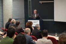 Éric Deschenes, vice-président Segment Mine, Minéraux & Métaux – Région Amérique du Nord chez Schneider Electric, lors de l'inauguration de la Chaire de recherche industrielle CRSNG-Hydro-Québec-Schneider Electric en optimisation des réseaux électriques intelligents.