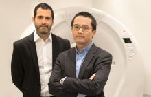 Samuel Kadoury, chercheur au CRCHUM et professeur à Polytechnique Montréal, et Dr An Tang, radiologiste au Centre hospitalier de l’Université de Montréal et professeur à l’Université de Montréal.