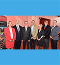 Les dignitaires présents lors de l'inauguration de la Chaire industrielle de recherche Pomerleau sur l'innovation et la gouvernance des projets de construction de Polytechnique Montréal