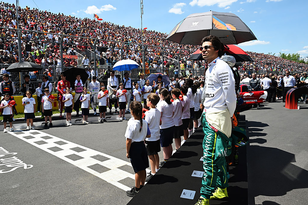 Lance Stroll de l'écurie Aston Martin sur la grille de départ au Grand Prix du Canada en 2025. (Photo : Mark Sutton - Formula 1)
