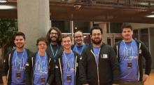 Le comité organisateur du marathon de programmation Hackatown 2017 tenu à Polytechnique Montréal les 4 et 5 février 2017. De gauche à droite : Richer Archambault, Julien Dufresne, Félix La Rocque Carrier, Gabriel Beaudry, Nicolas Coutu, Kevin Pantelakis, Brandon Roberge. (Crédit photo : Loïc Bellemare-Alford, PolyPhoto)