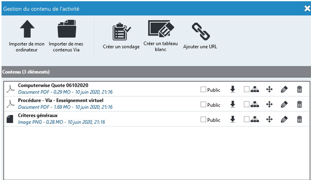 Gestion ducument -2 Ouverture page Gestion des document dans VIA