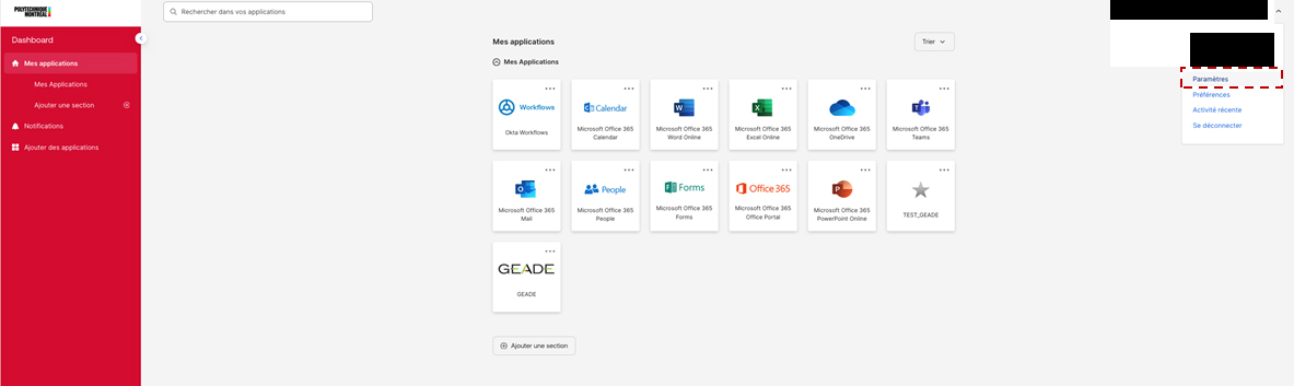 Accédez à votre profil Okta : identification.polymtl.ca 